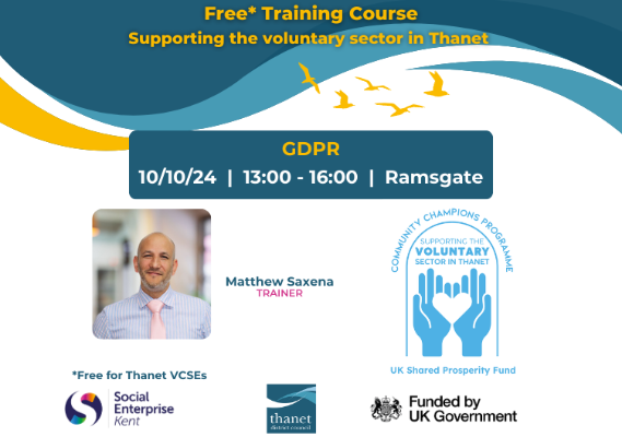 Image representing *Thanet District Council Free An Introduction to UK GDPR courses by Social Enterprise Kent CIC